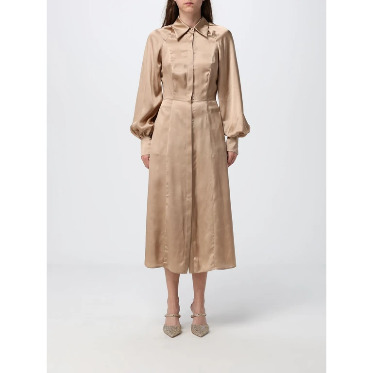 Windsor Satin Midi Chemisier Dress with Long Sleeves (WINDSORMIDIDRESSSILK)