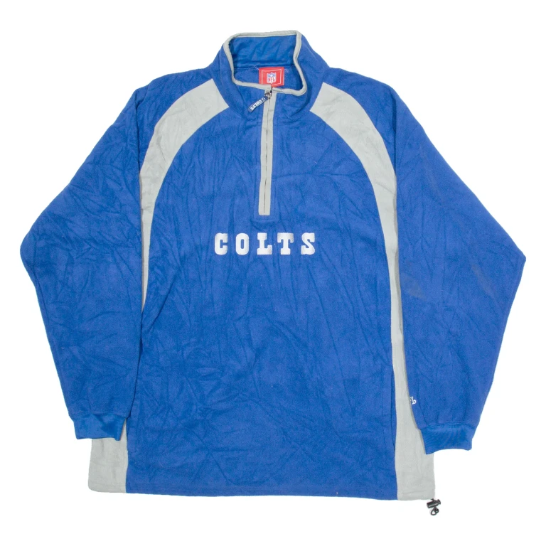 NFL Colts Mens Fleece Blue 1/2 Zip Tight Knit L