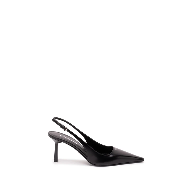 Brushed Leather Slingback Pumps