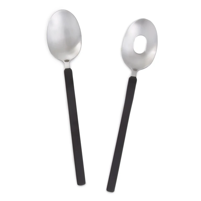 2Pc Stainless Steel Salad Serving Utensils Duo, Smokey Black