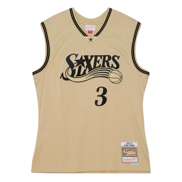 Men's Khaki Black Swingman Jersey 76Ers 2000 Allen Iverson Jerseys