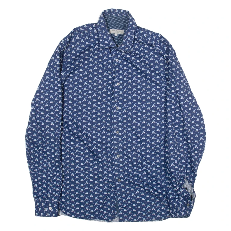 TED BAKER Mens Shirt Blue Floral Long Sleeve M