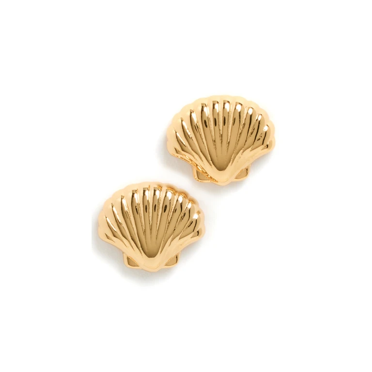 Coquille Stud Earrings Gold One Size