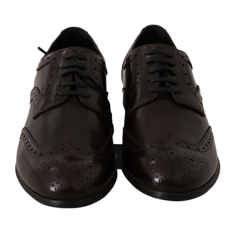 Dolce & Gabbana Brown Leather Broques Oxford Wingtip Shoes - Women