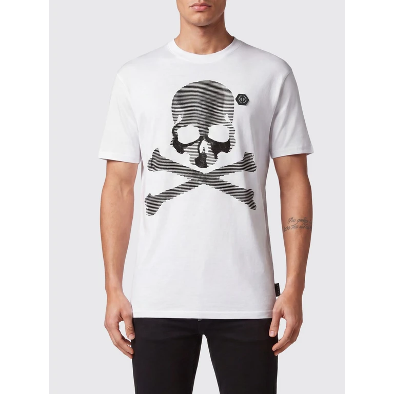 Short-Sleeved Cotton T-Shirt with Skull Print (FACCMTK6188PJY002N01)