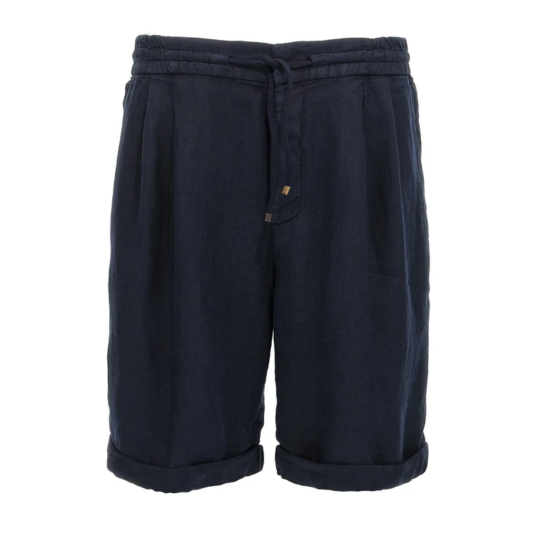 Brunello Cucinelli Blue Linen Bermuda Shorts - Men