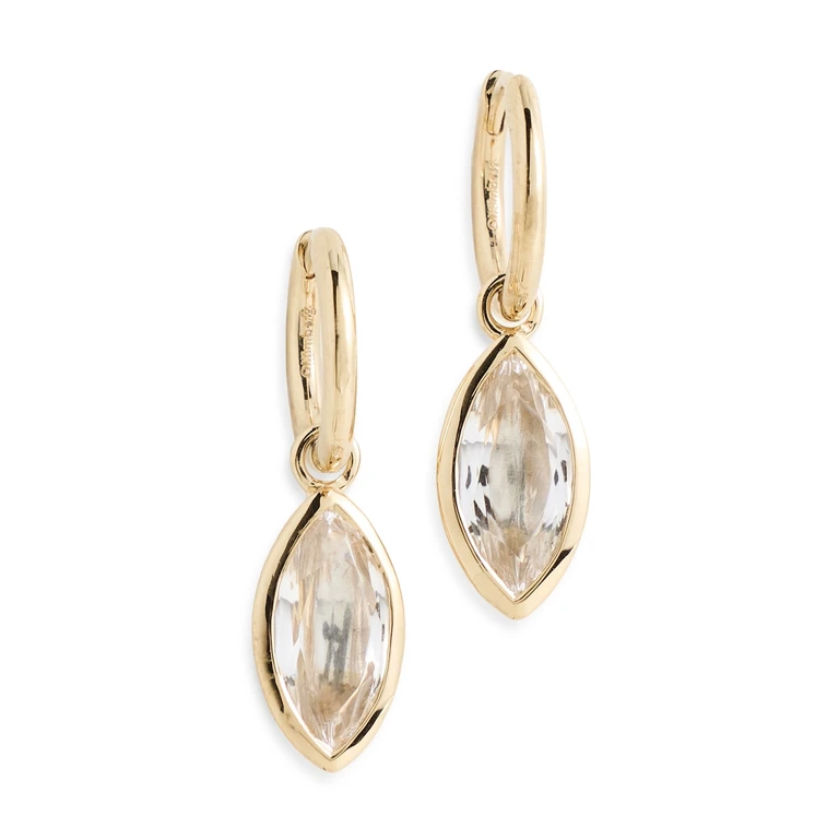 Marquise Quartz Drop Earrings Gold One Size