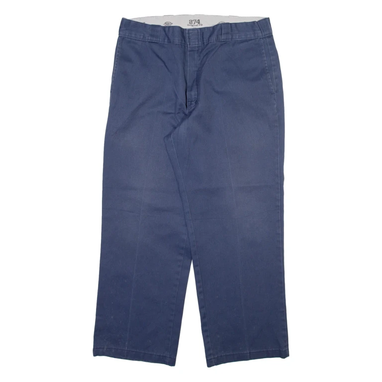 DICKIES Mens Trousers Blue Relaxed Straight W34 L27