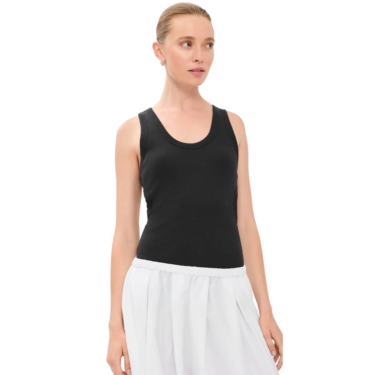 Tibi Ribbed T Racerback Tank Black XL