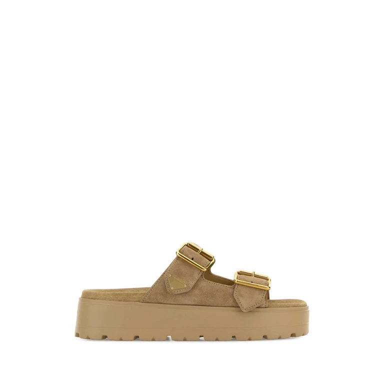 Prada Beige Suede Slippers Ecru' - Women