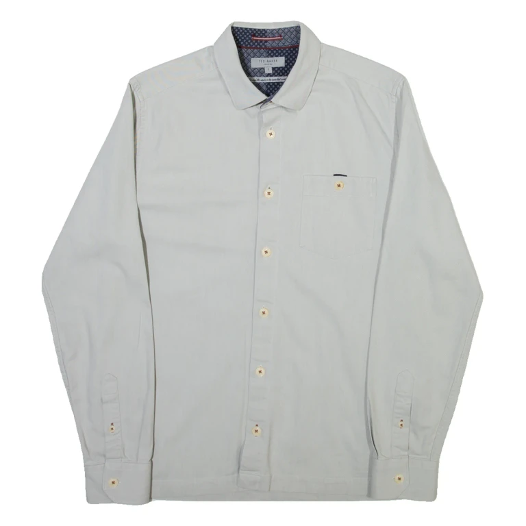 TED BAKER Mens Plain Shirt Grey Long Sleeve M