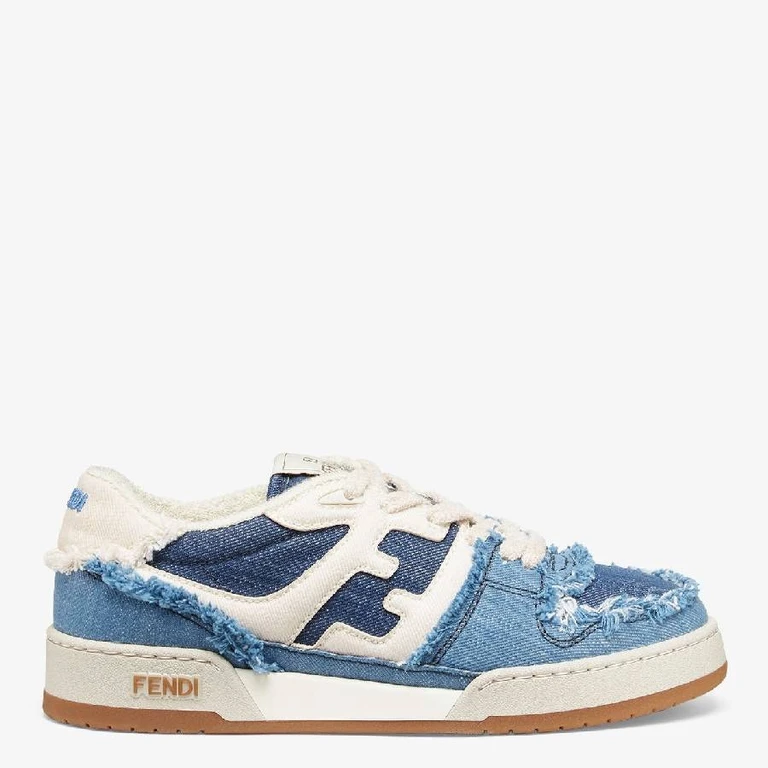 Fendi Match Low-Top Denim Sneakers