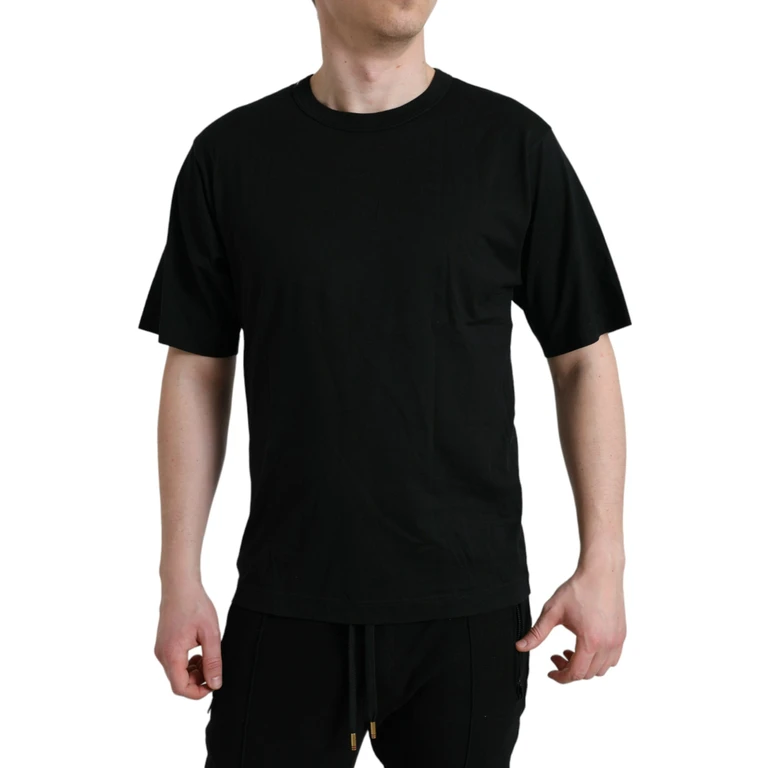 Dolce & Gabbana Black Logo Embossed Crew Neck Short Sleeves T-Shirt Cotton - Men