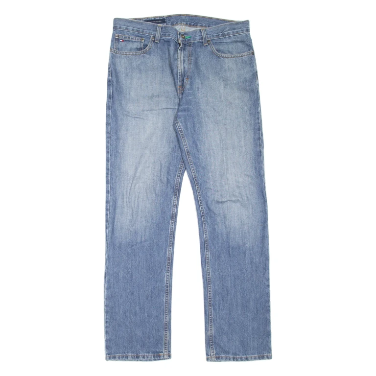 TOMMY HILFIGER Mens Jeans Blue Regular Straight Stone Wash W32 L32
