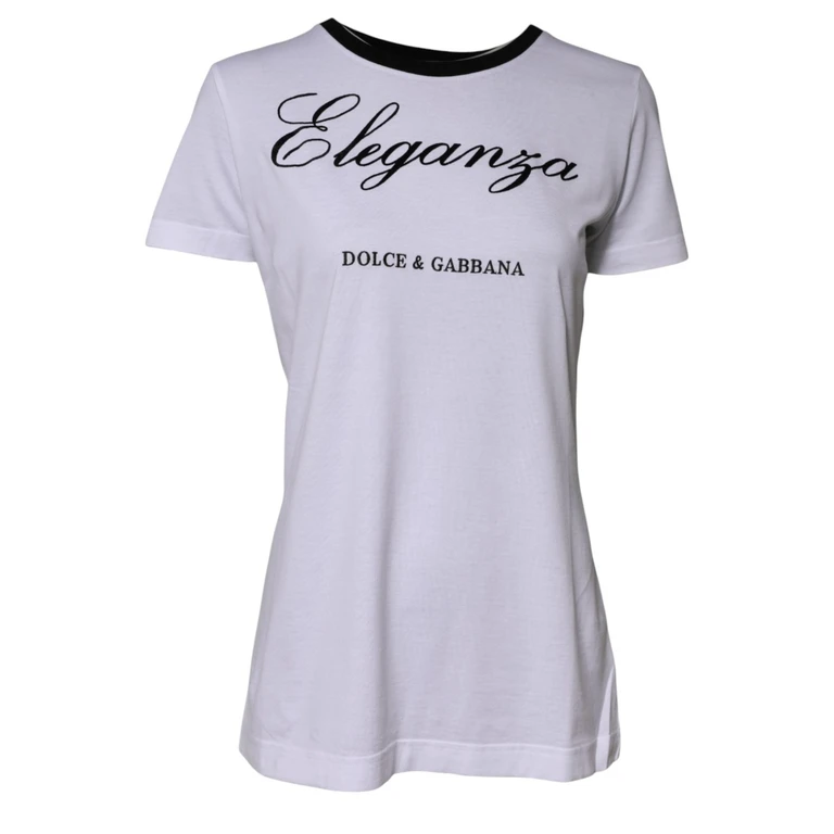 Dolce & Gabbana White Eleganza Cotton Crew Neck Tee T-Shirt - Women