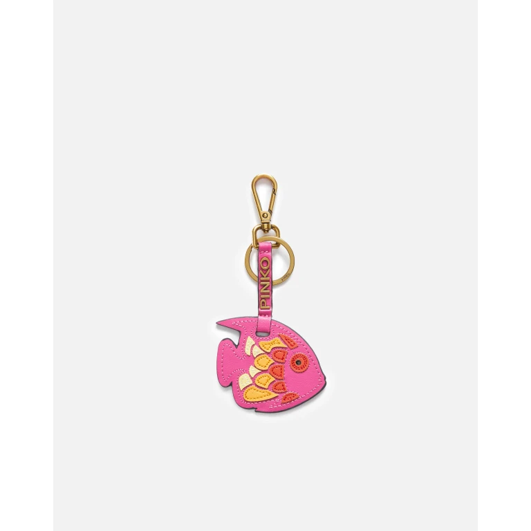 Pinko - Breloque poisson en similicuir fuchsia