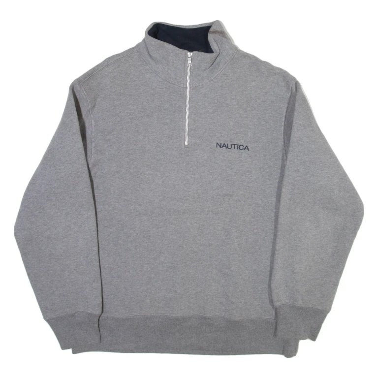 NAUTICA Mens Sweatshirt Grey 1/4 Zip L