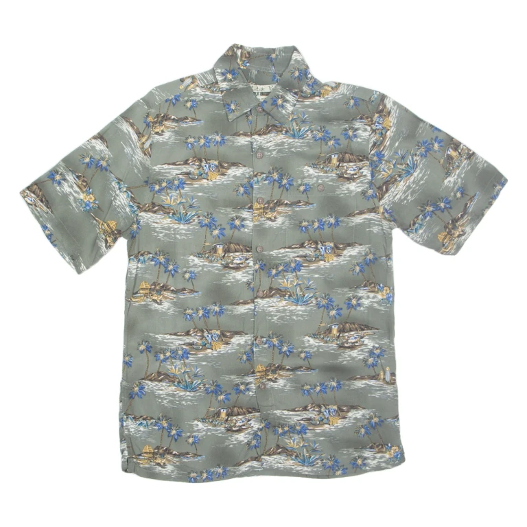 BATIK BAY Mens Hawaiian Shirt Grey Crazy Pattern S