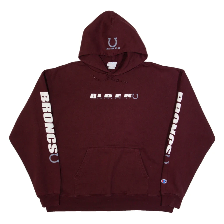 CHAMPION Riders University Mens Maroon Hoodie USA XL