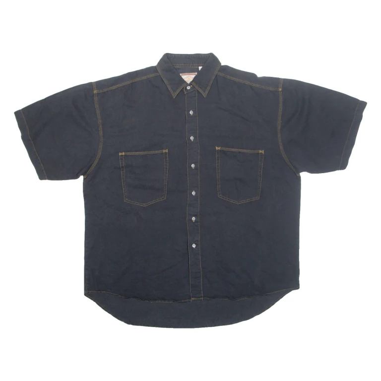 SIERRA PACIFIC Denim Look Mens Plain Shirt Black XL