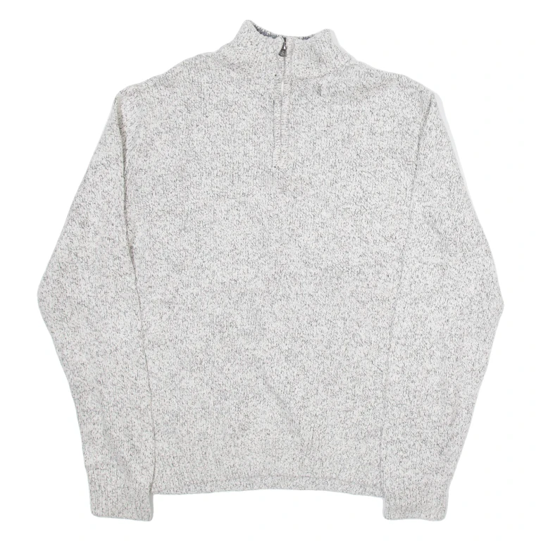CHAPS Mens Jumper White 1/4 Zip Tight Knit M