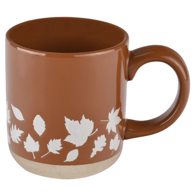 Fall Leaves 14 oz Orange Stoneware Coffee Mug