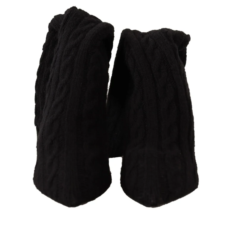 Dolce & Gabbana Black Stretch Socks Knee High Booties Shoes Fabric - Women