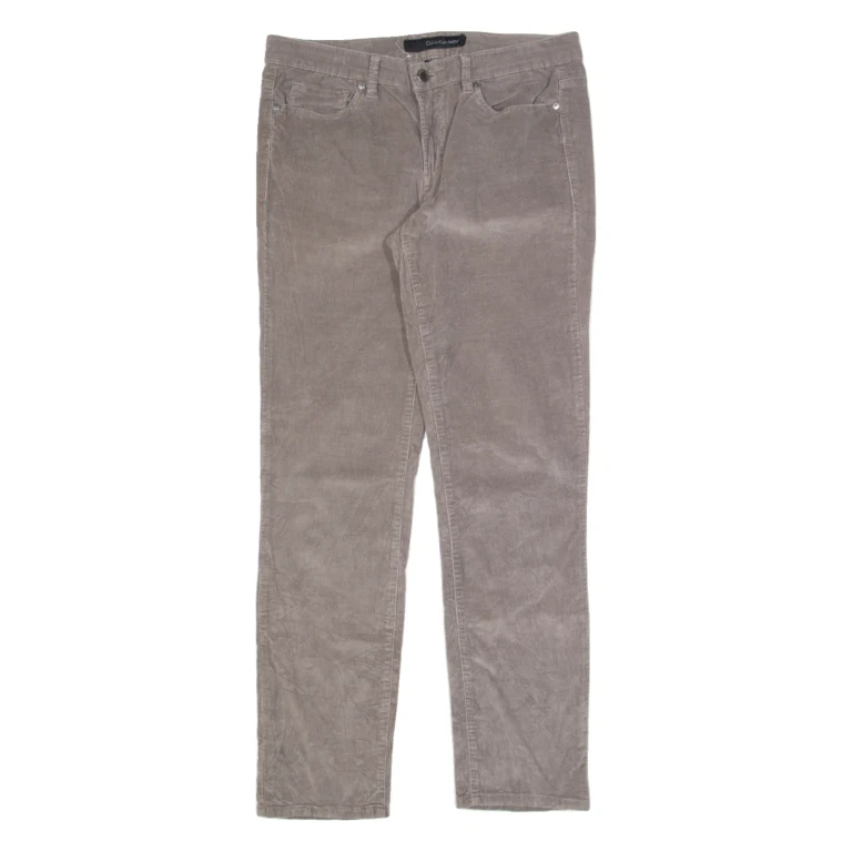 CALVIN KLEIN JEANS Womens Corduroy Trousers Grey Regular Skinny W29 L30