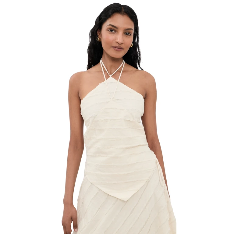 Chan Luu Cotton Strip Halter Top Natural One Size