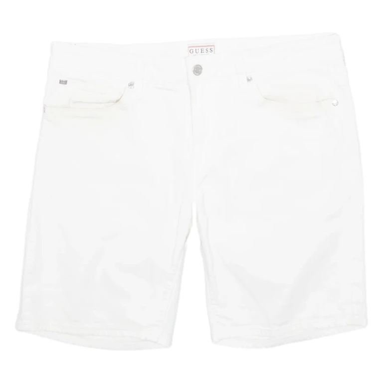 GUESS Mens Denim Shorts White M W34