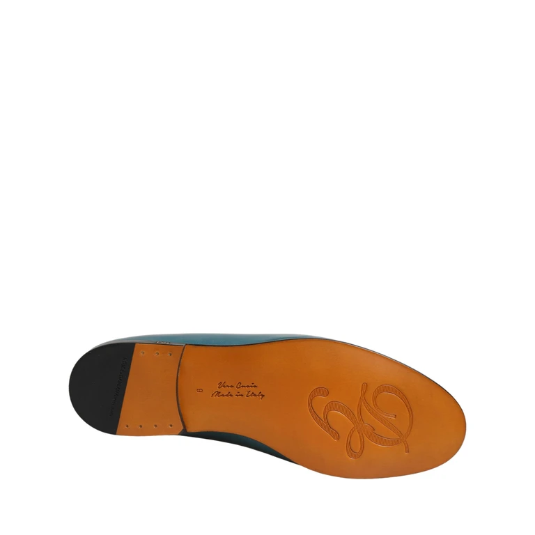 Dolce & Gabbana Blue Leather Logo Slip On Men Loafers Shoes - Men