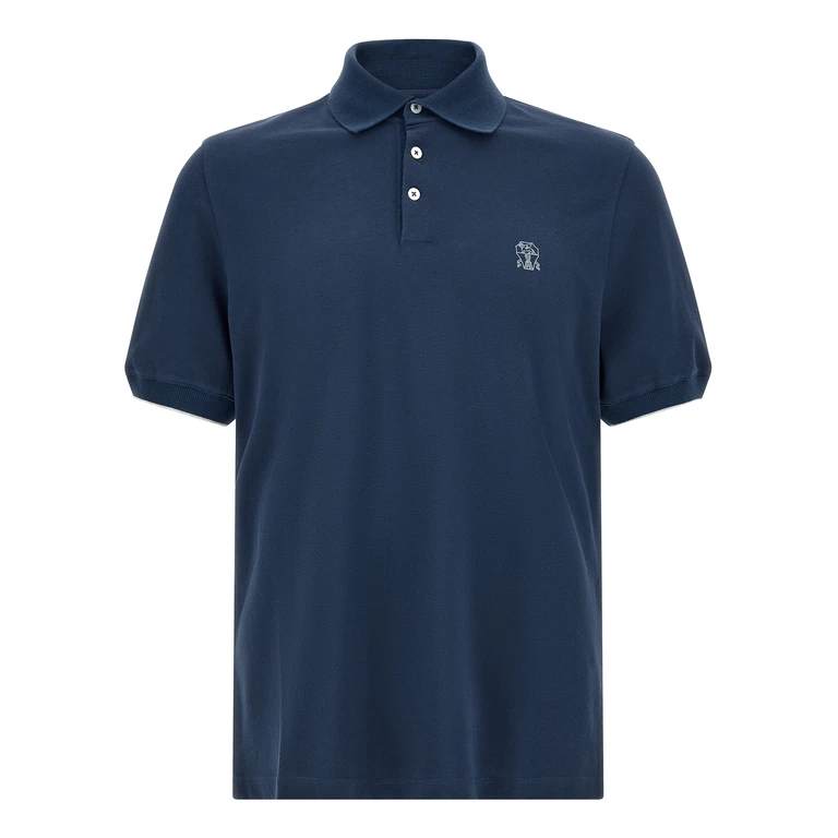Brunello Cucinelli Blue Cotton Polo Shirt - Men