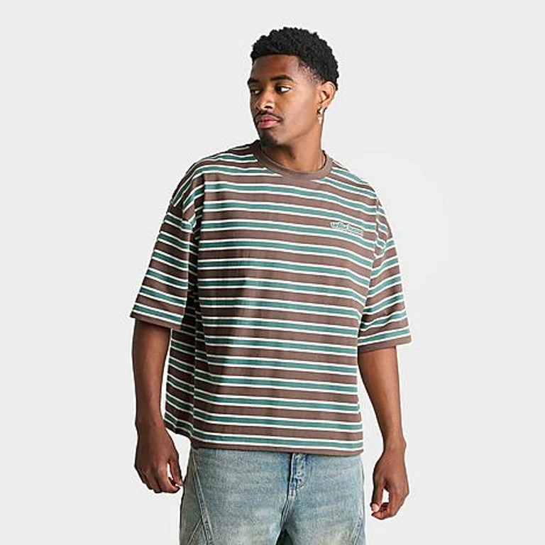 Unlike Humans Men's Jem Striped T-Shirt in Coffee Quartz Size: Small