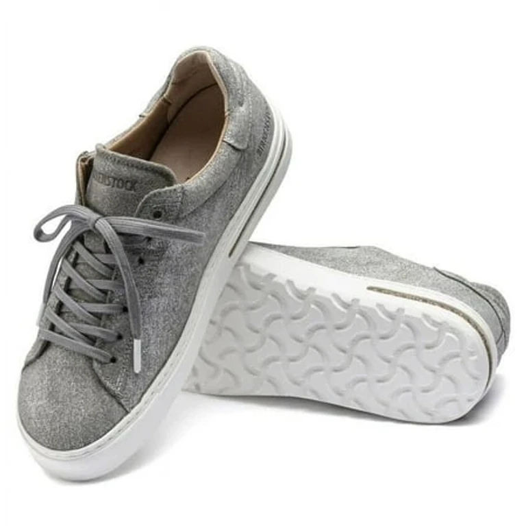 Unisex Bend Low Suede Leather Silver Metallic