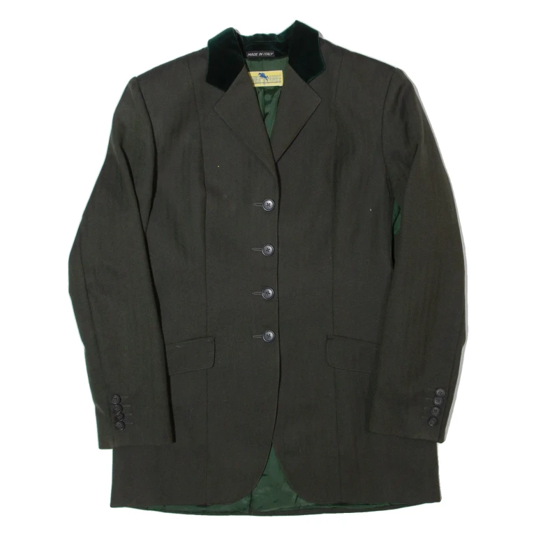 ALESSANDRO ALBANESE Womens Blazer Jacket Green Wool 90s Chevron M