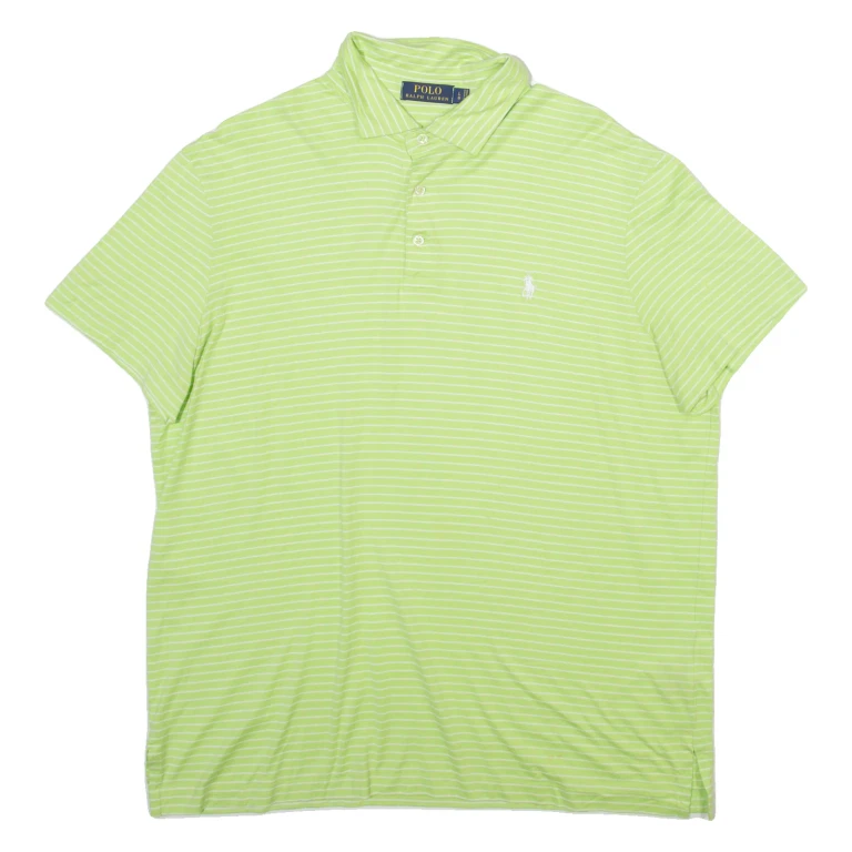 POLO RALPH LAUREN Mens Polo Shirt Grey Striped L