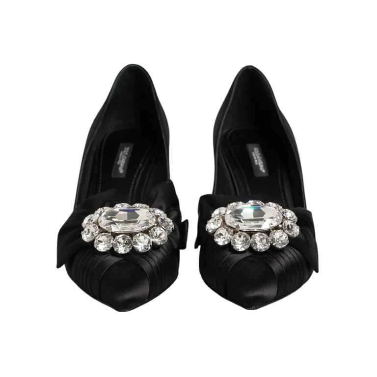 Dolce & Gabbana Black Satin Bow Crystal Embellishment Pumps Shoes Se+vi - Women