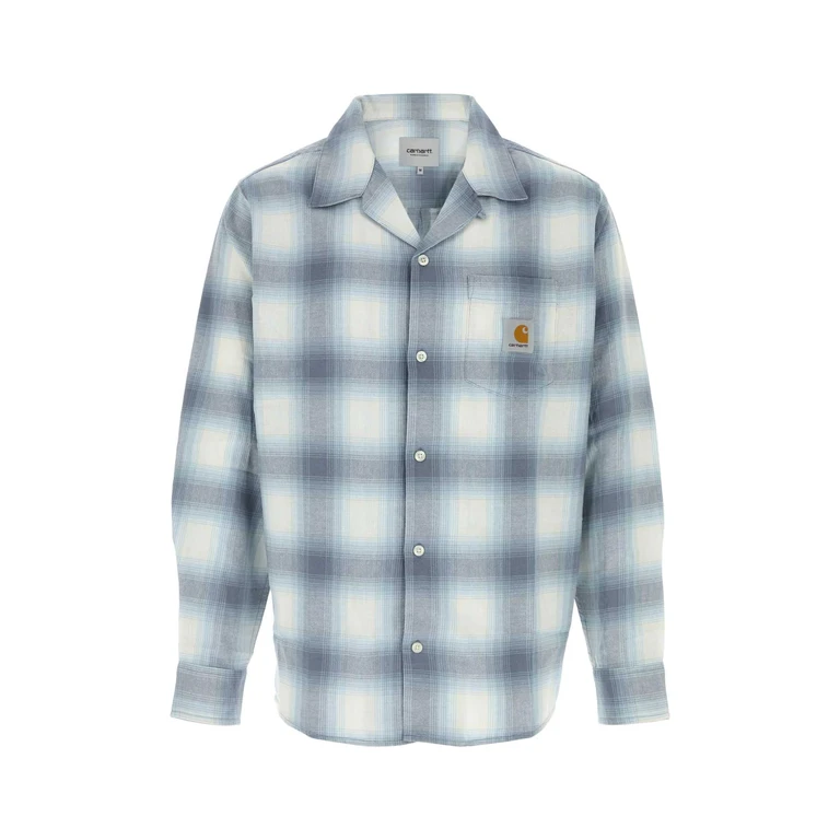 Carhartt Wip Embroidered Cotton L-S Tyers Shirt Tyerscheckshadyblue Exterior: Camicie - Men