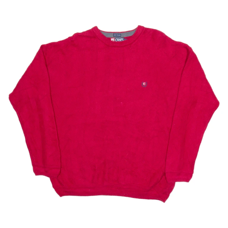 CHAPS RALPH LAUREN Mens Jumper Red Herringbone Tight Knit L