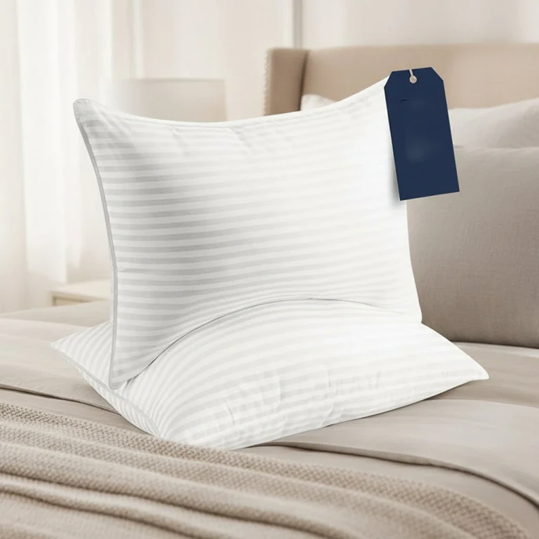 Satin Stripe Pillow - Premium Cotton Fiber Filling for Luxurious Sleep