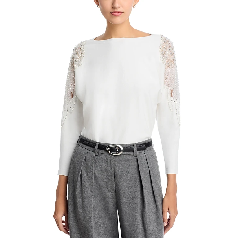 Sioni Illusion Lace Dolman Sleeve Sweater