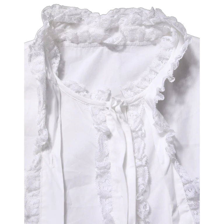 Dolce & Gabbana White Ruffled Lace Embellished Blouse Top - Women