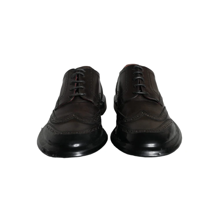 Dolce & Gabbana Black Leather Oxford Wingtip Formal Men Shoes Calfskin - Men