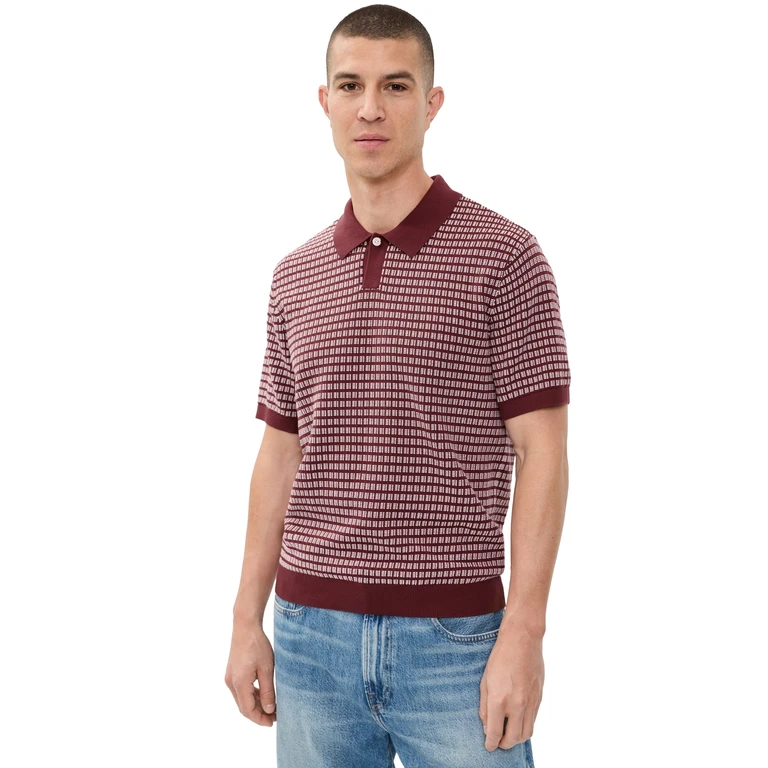 Madewell Jun Sum Stitch Single Button Polo Dusty Merlot L