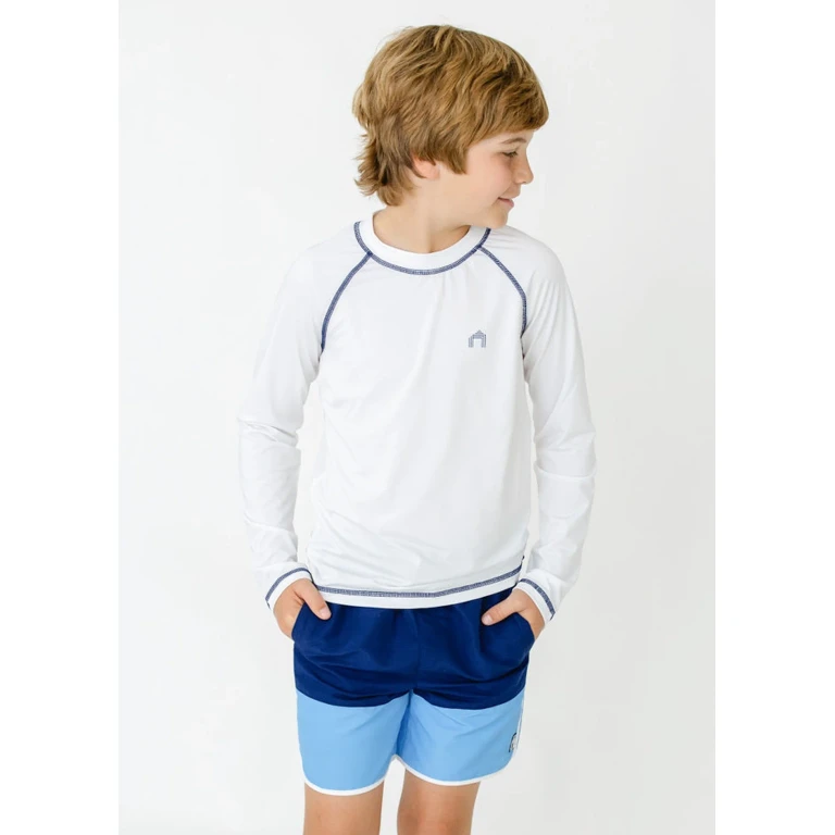 Boys Blue Colorblock Swim Trunk