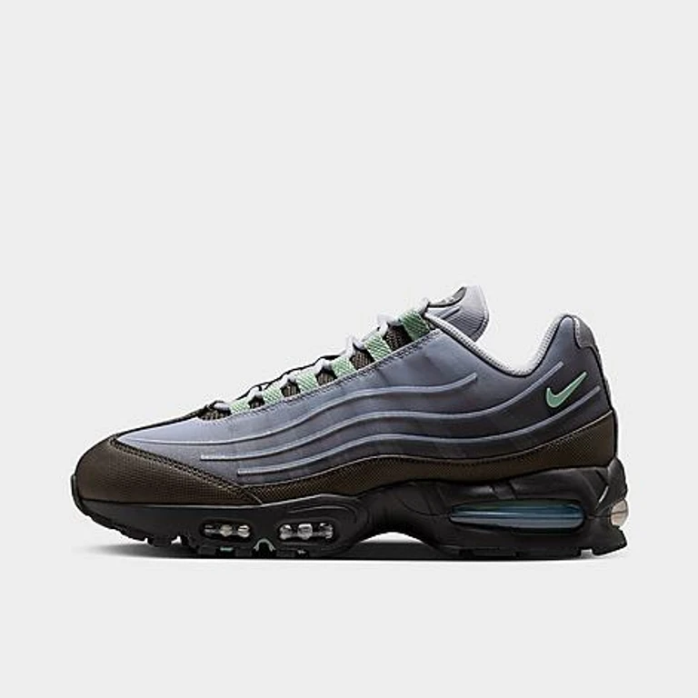 Nike Men's Air Max 95 Big Bubble Tech Casual Shoes in Medium Ash/Wolf Grey/Metallic Silver Size: 7.5