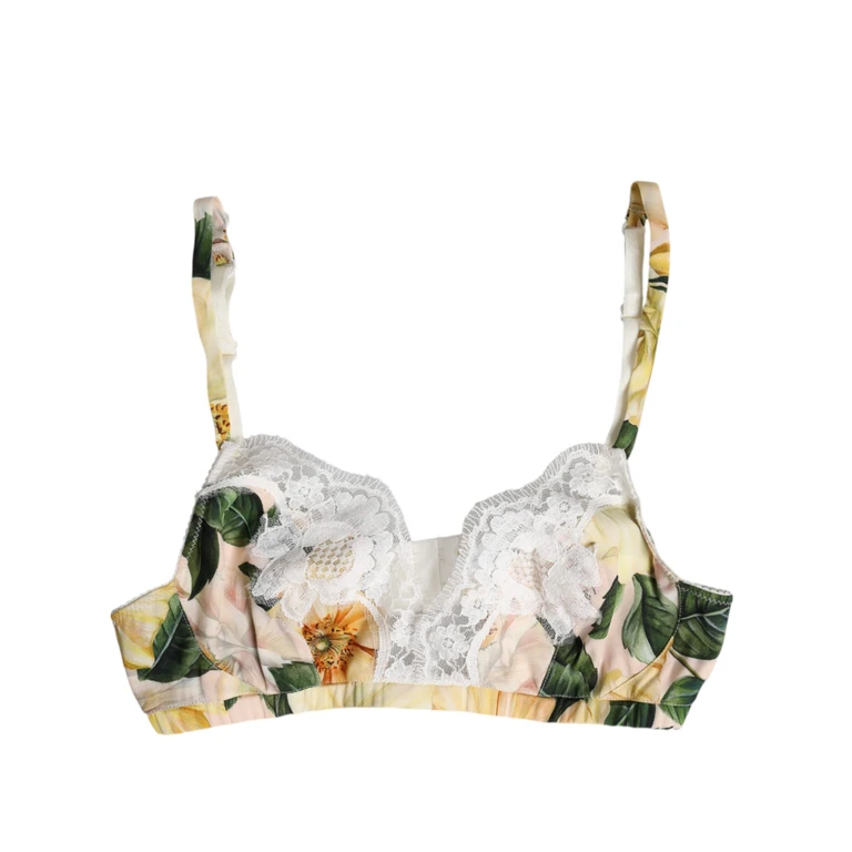 Dolce & Gabbana Multicolor Floral Print Non Wire Bra Underwear Silk Cotton Elastane Nylon Clothing - Women