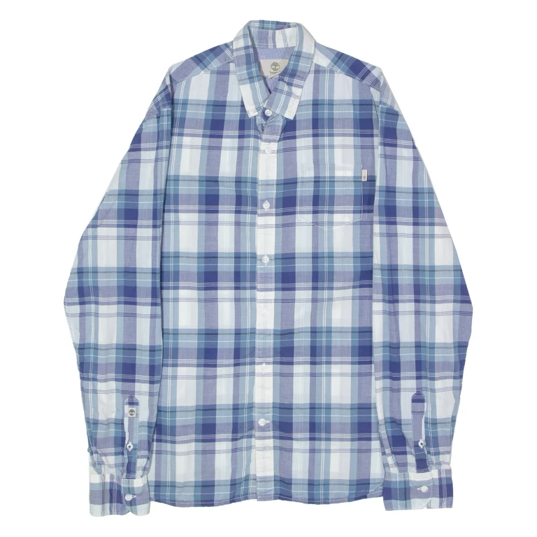 TIMBERLAND Mens Shirt Blue Plaid Long Sleeve M