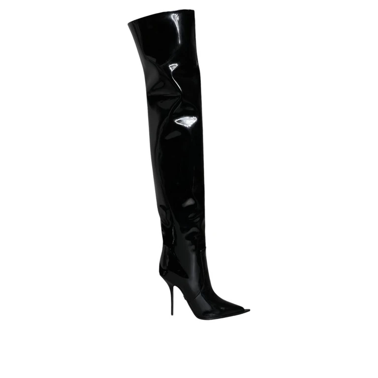 Dolce & Gabbana Black Leather Over The Knee Shoe - Women