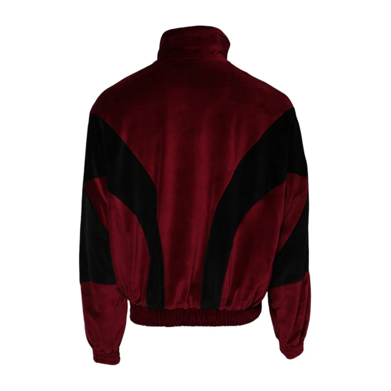 Red Black Cotton Logo Fullzip Bomber Jacket And Polyester Nylon Clothing - Men